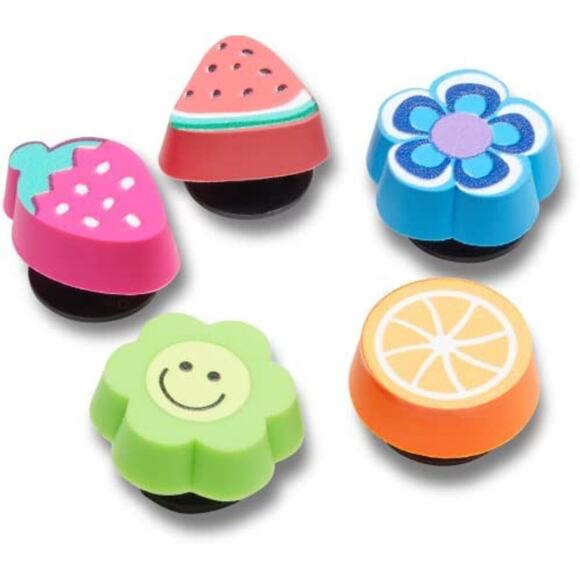 Crocs Jibbitz 5 Pk Colorful Charms Strawberry Watermelon Flower Shoe Accessories - Picture 1 of 3